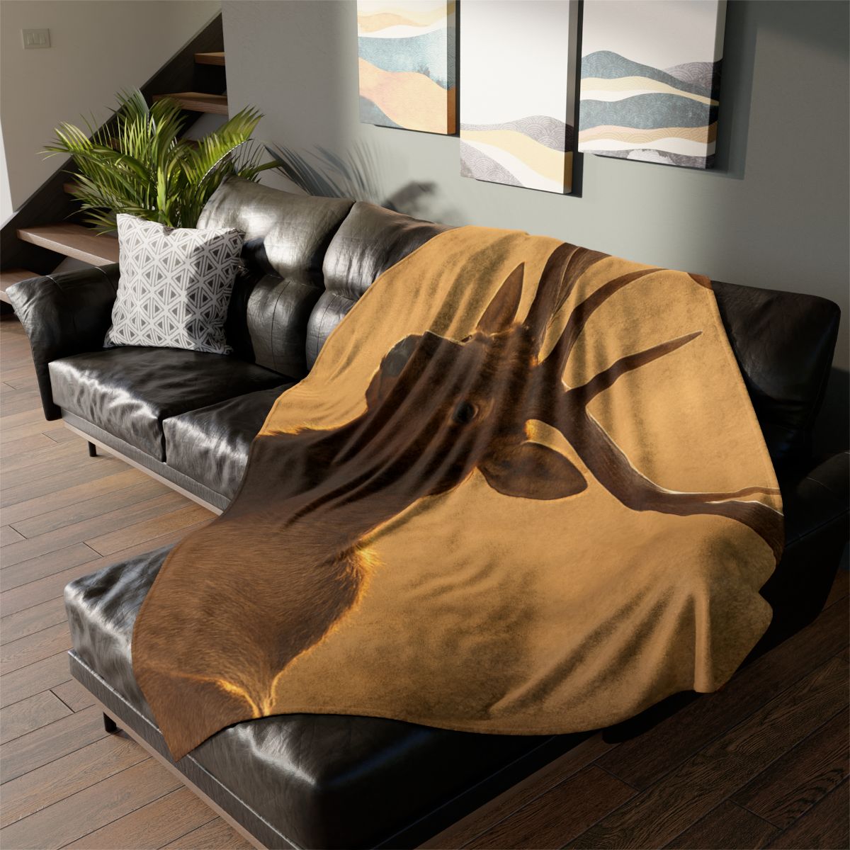 Antler Crown Mountain Elk personalized cozy blankets