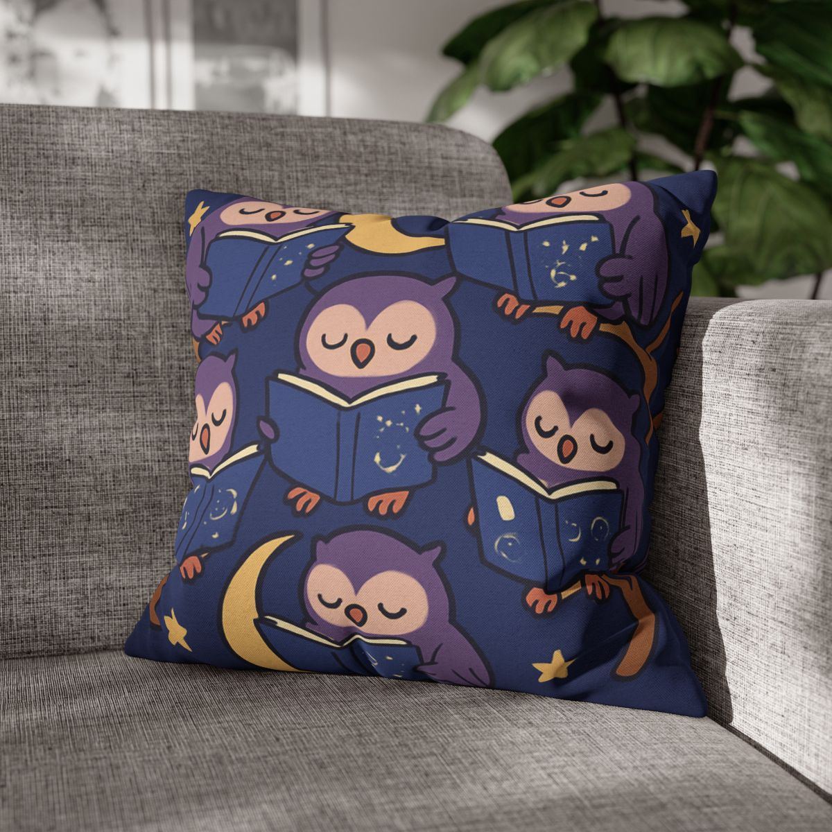 Moonlight Library Of Wise Owls comfortable bedding pillow covers