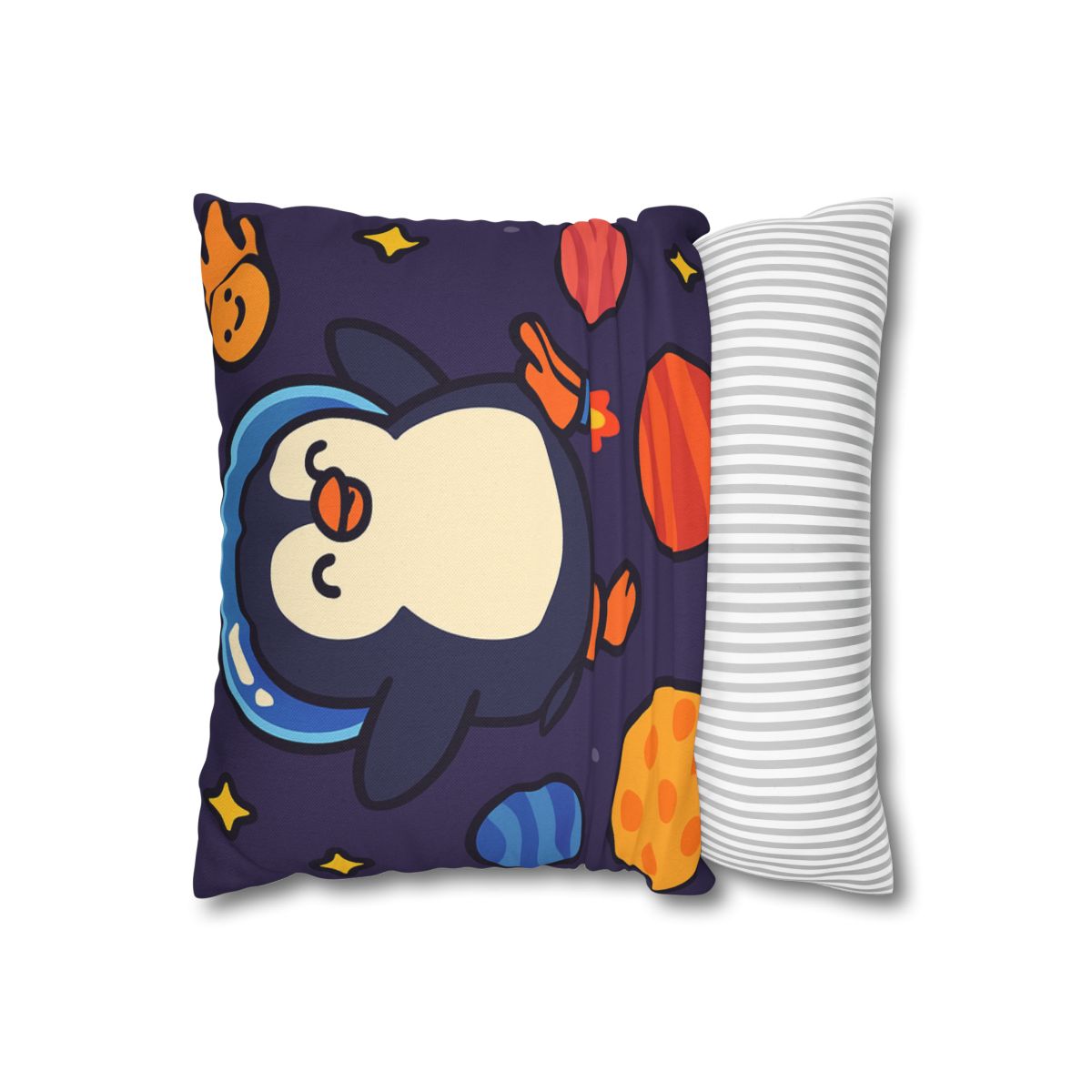 Planet Hopping Penguin Adventure stylish decorative pillowcases