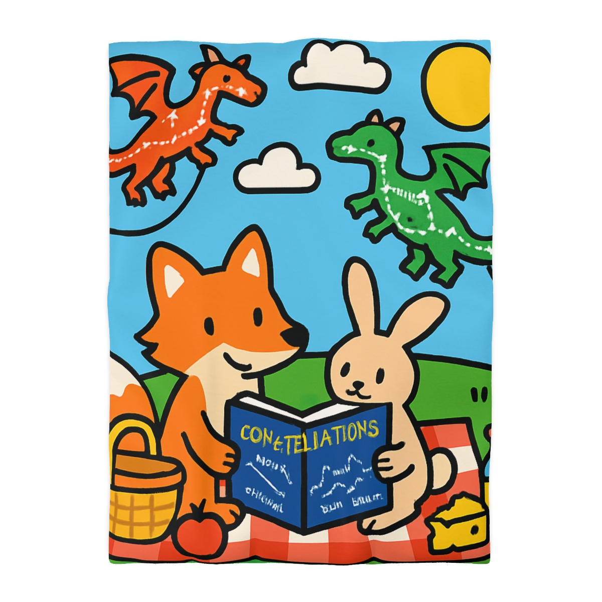 Sky Map Picnic With Dragon Kites soft comforter duvets