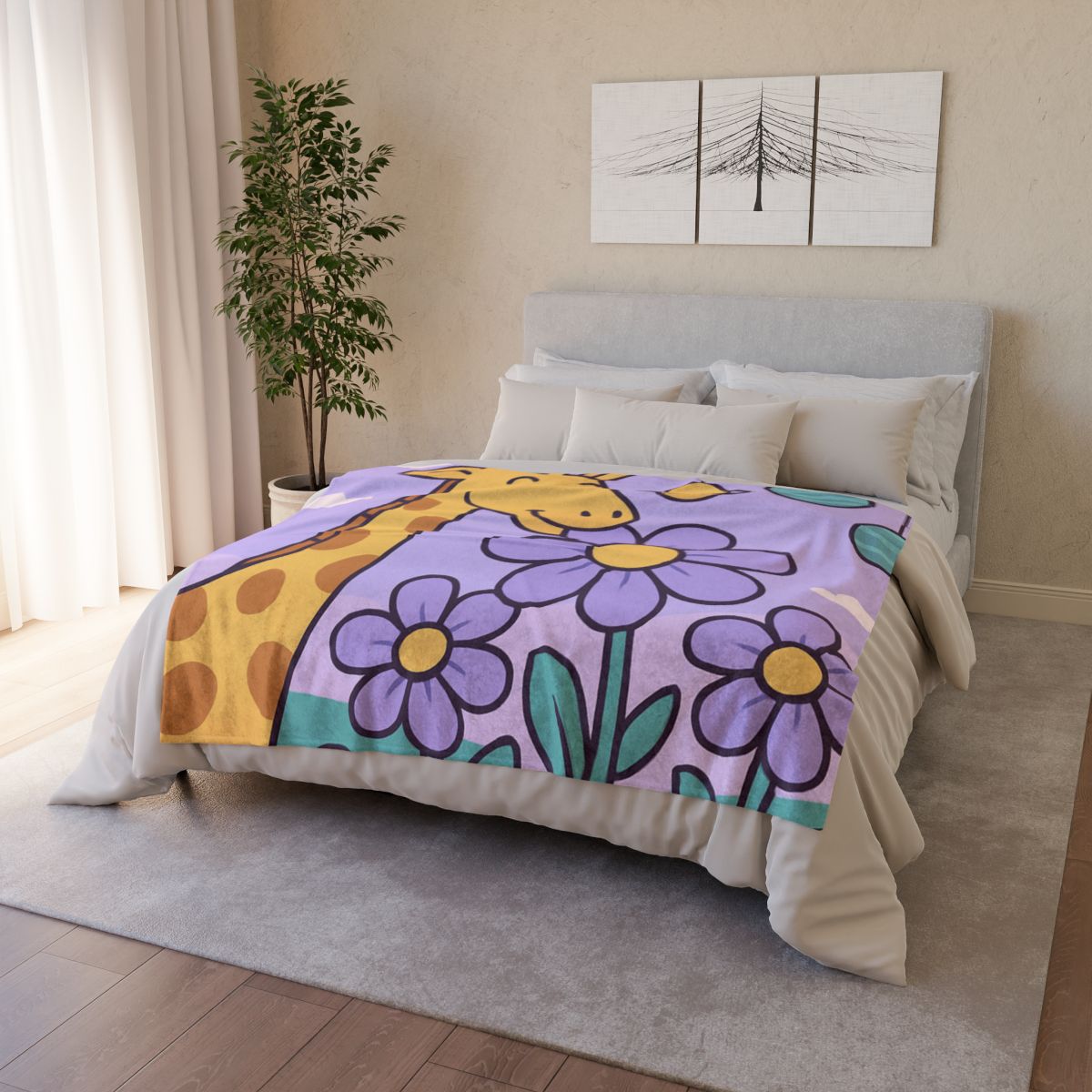 Galaxy Garden Giraffe custom blankets
