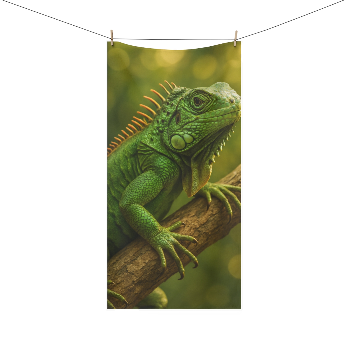 Sunlit Armor Green Iguana unique gift towels