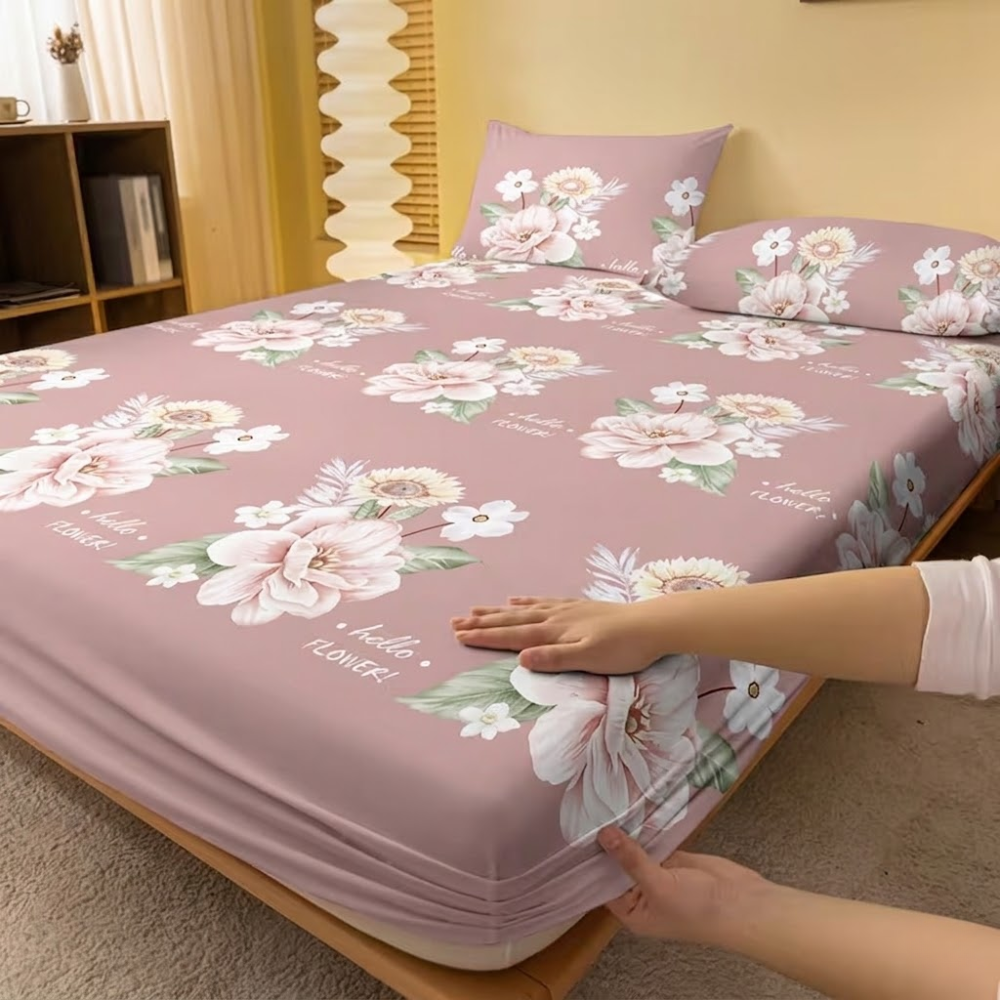 Minimalist Modern Botanical Floral Pattern Fitted Sheet