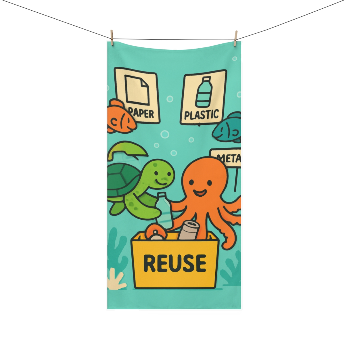 Coral Reef Recycling Rangers comfortable face towels