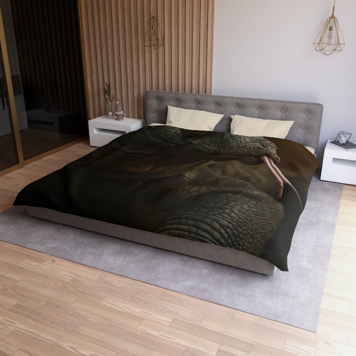 Ancient Sentinel Komodo Dragon designer printed duvets