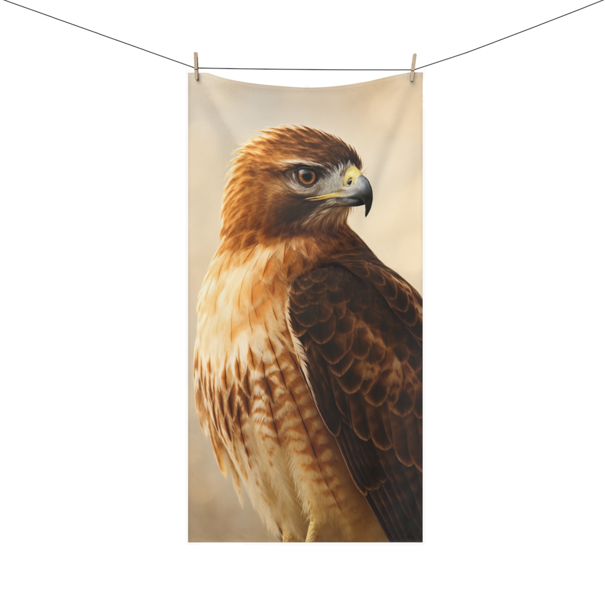 Copper Vigil Red Tailed Hawk designer printed towels