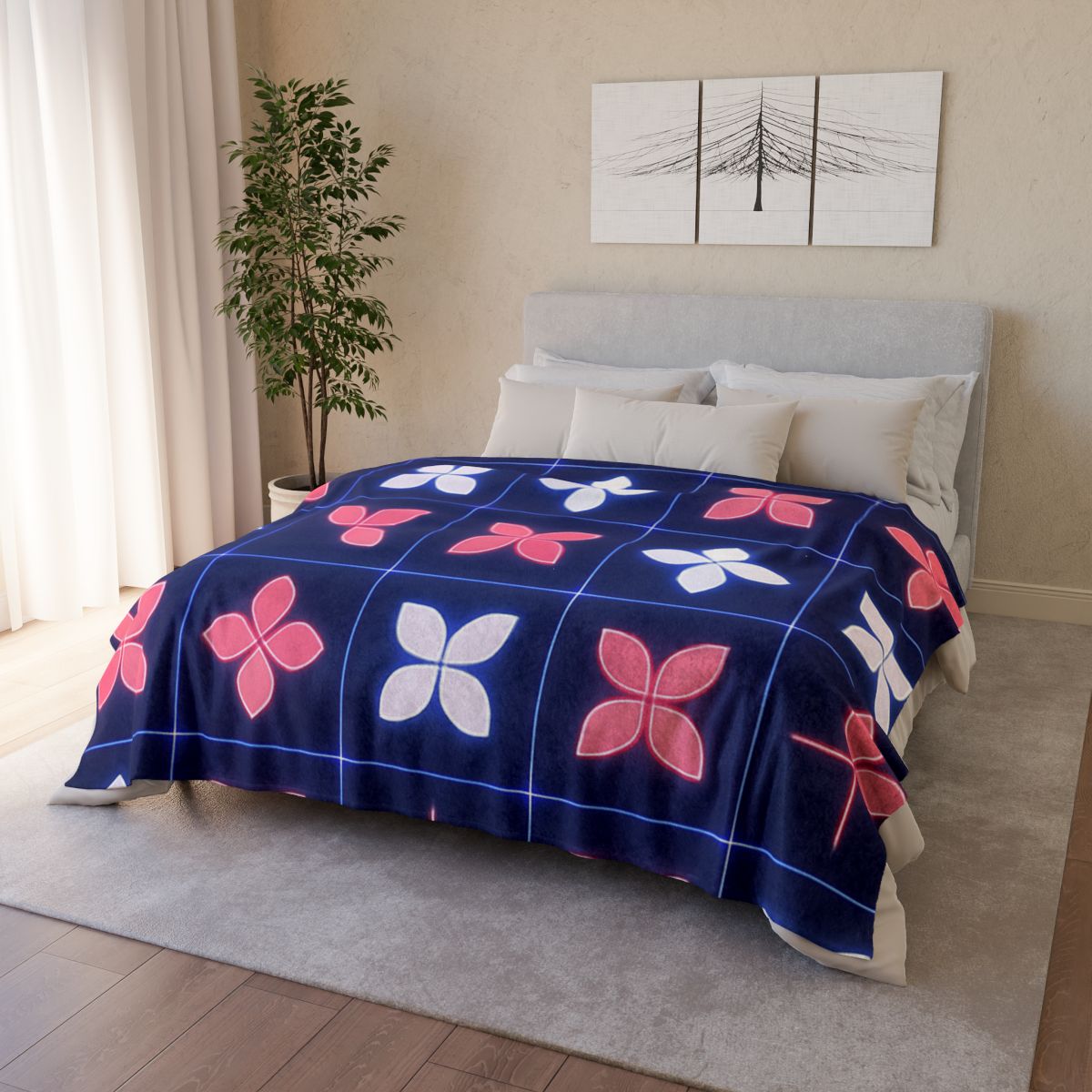 Quantum Blossom Grid warm winter blankets