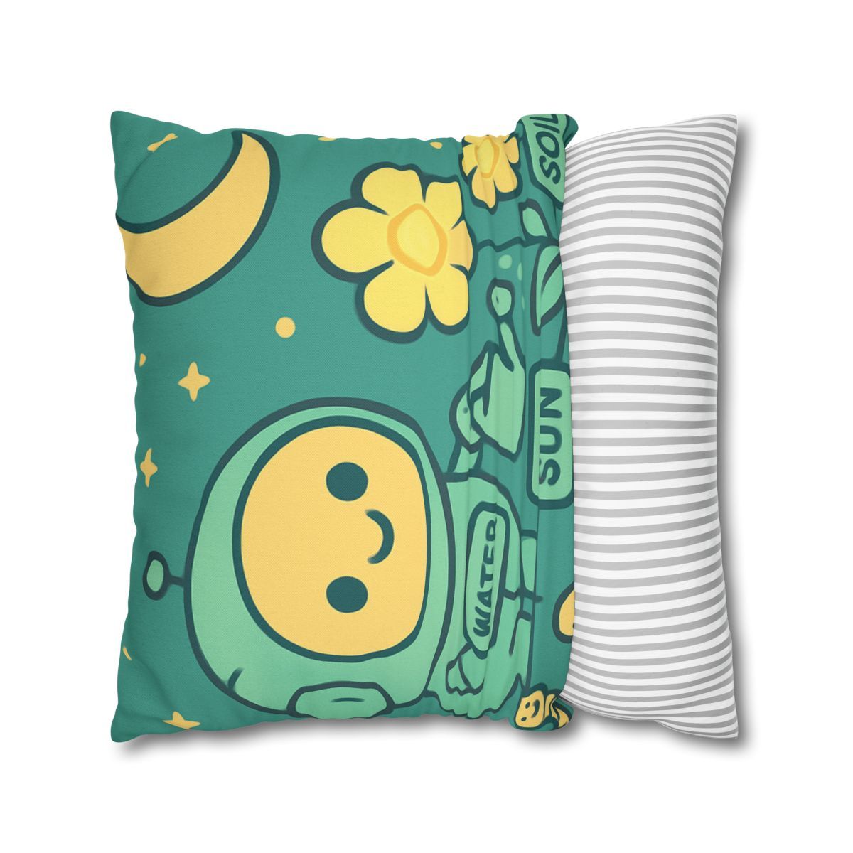 Robot Gardener And The Moonflower Patch soft cotton pillow cases