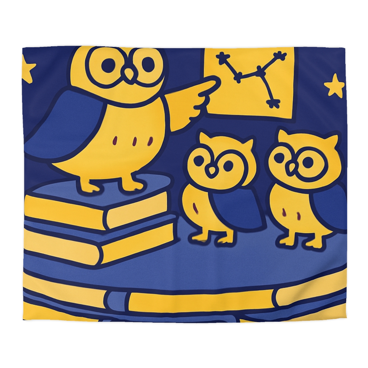 Starlight Library Run By Owls designer printed duvets