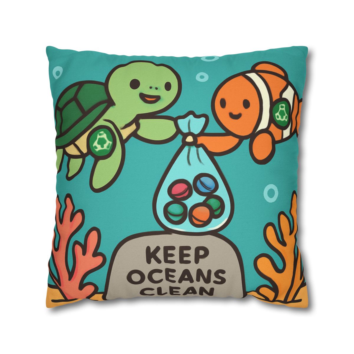 Coral Reef Cleanup Crew soft cotton pillow cases