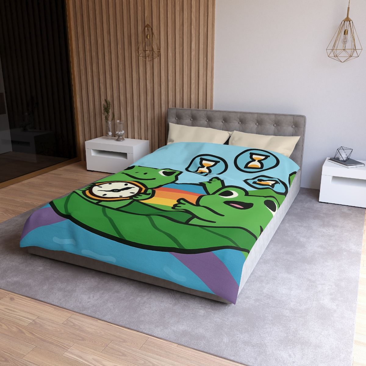 Rainbow River Time Travel Frogs duvets for gifts