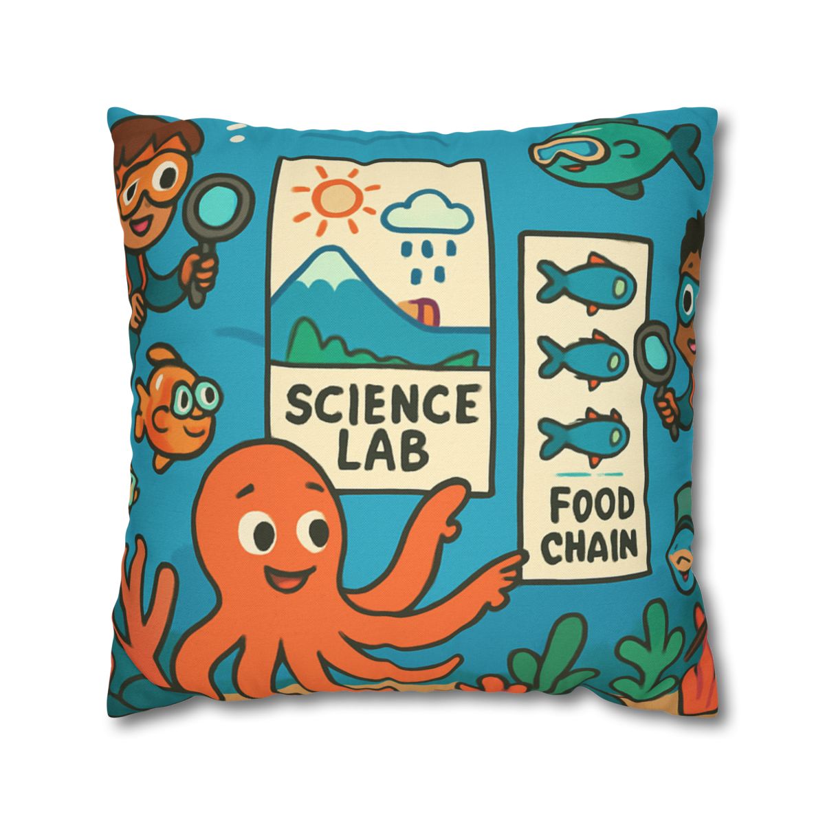 Underwater Science Lab Reef custom pillow cases