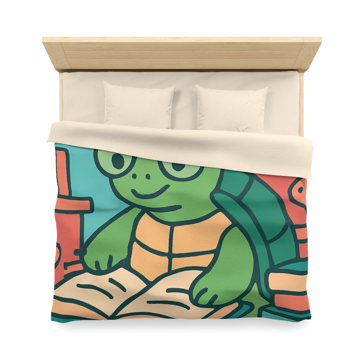 Underwater Library With Bookish Turtle designer printed duvets
