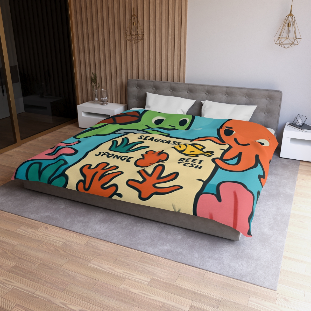 Coral Reef Map Makers personalized bedding duvets