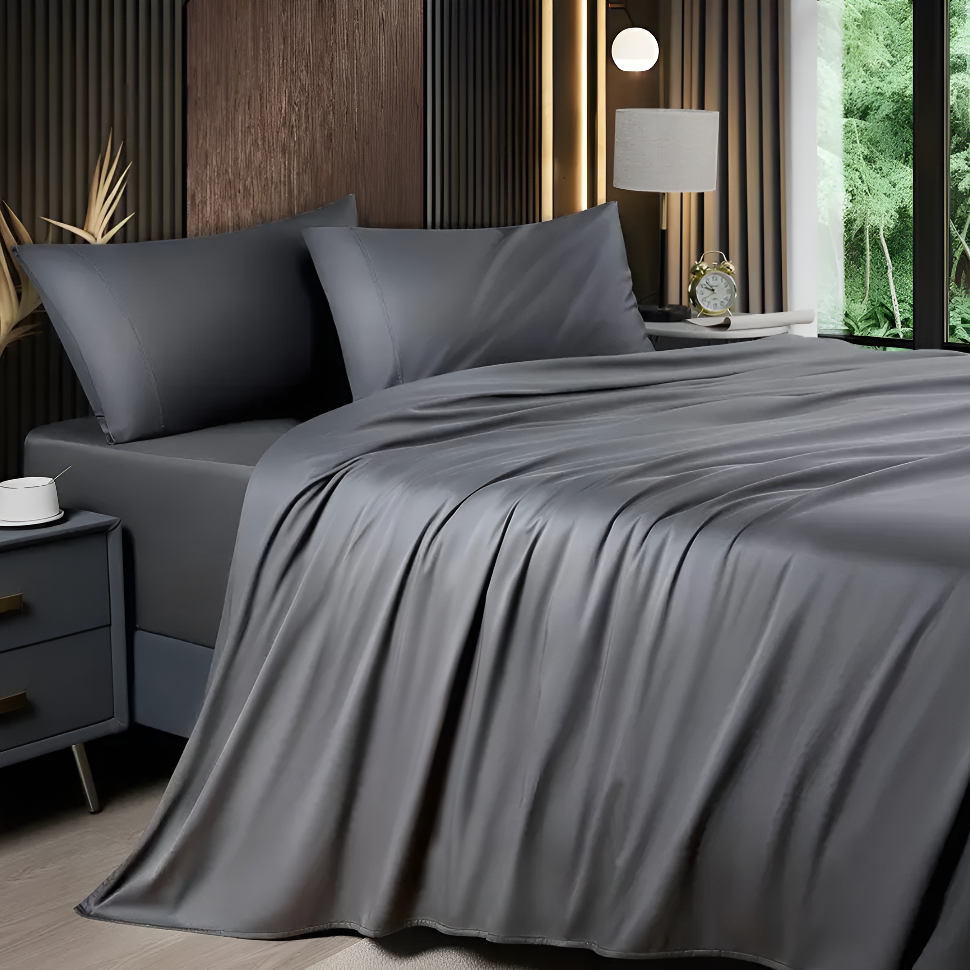 Bamboo Sheets Set 4/6 Pc,Cooling Breathable & Hotel Luxury Super Silky Soft, 16'' Deep Pocket, Wrinkle