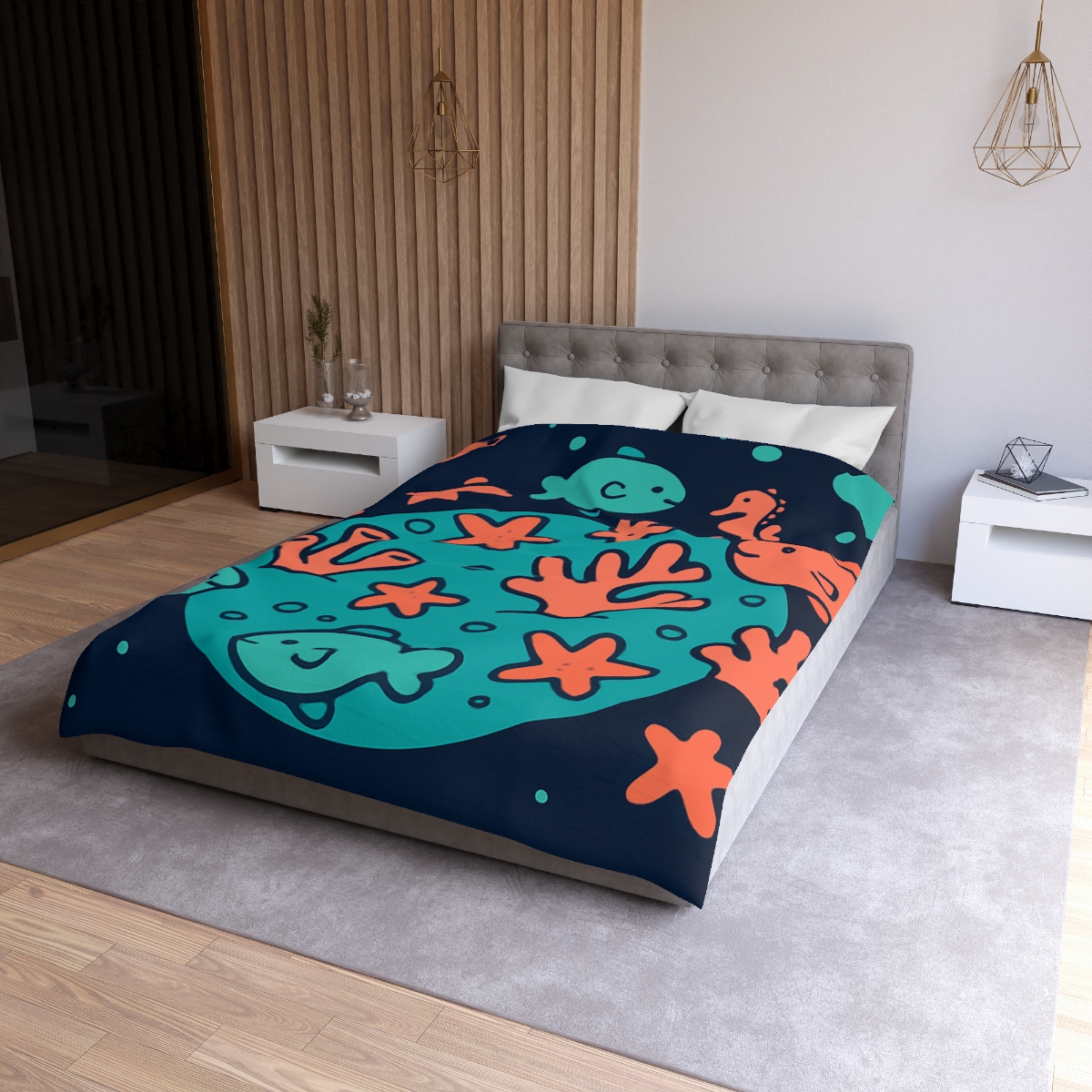 Cosmic Coral Reef Planet custom duvets