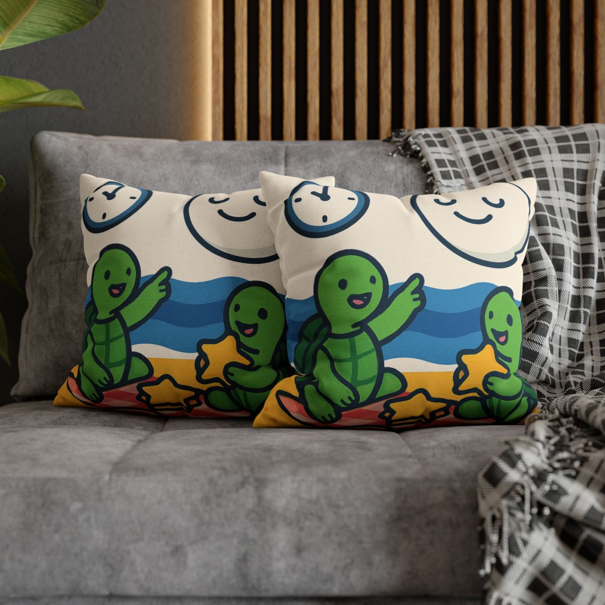 Moon Turtles Tide Time Picnic personalized pillow covers