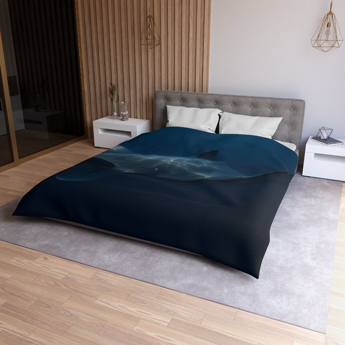Moonlit Glide Manta Ray custom duvets