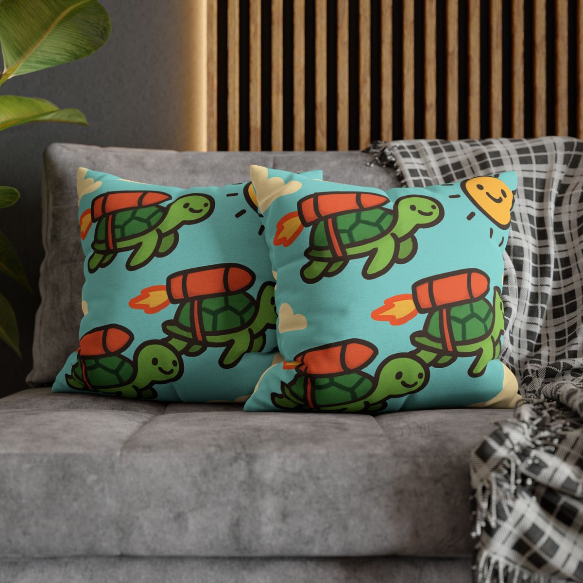 Rocket Powered Turtles comfortable bedding pillow covers