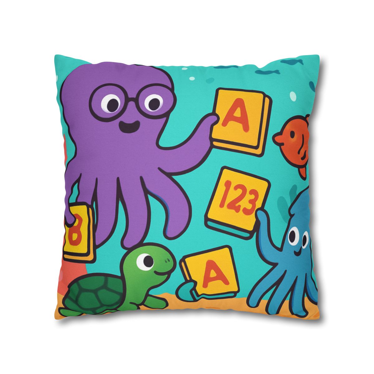 Octopus Librarian In Coral Reef School custom pillow cases