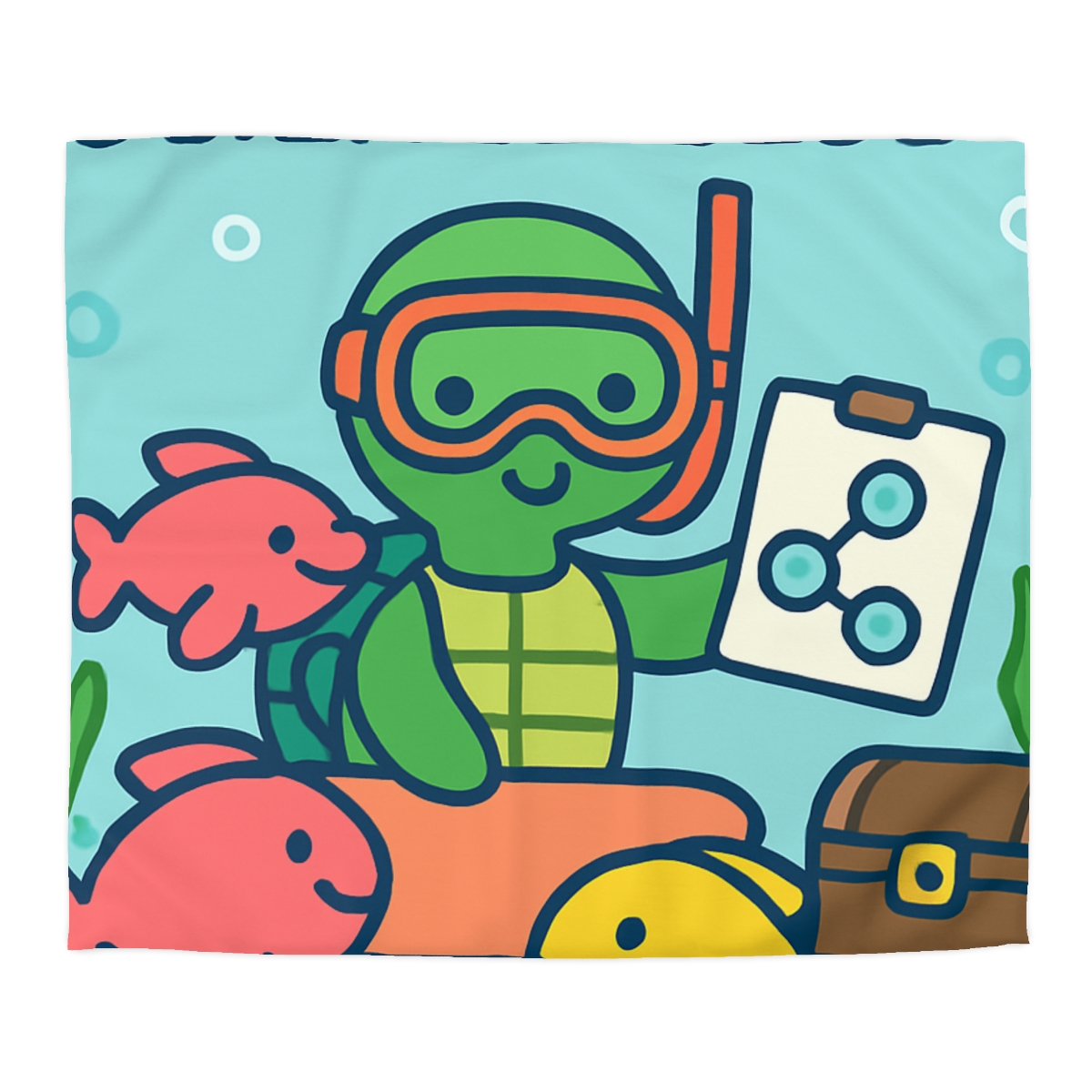 Coral Reef Science Club Turtle personalized bedding duvets