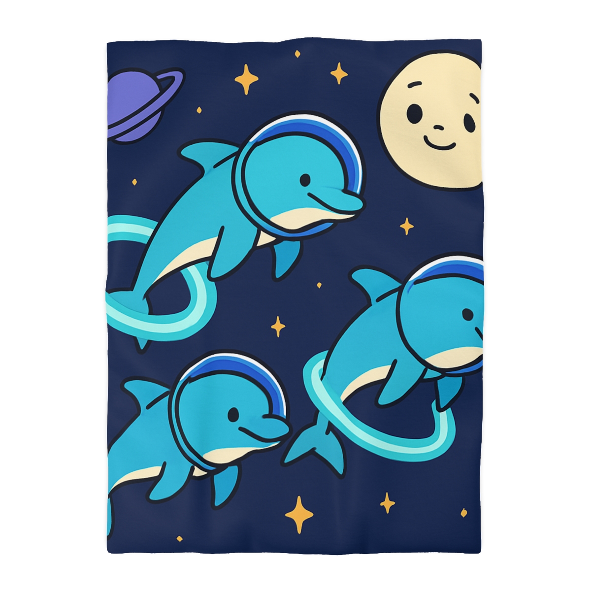 Cosmic Dolphin Playground personalized bedding duvets