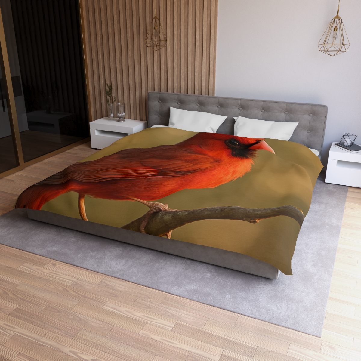 Crimson Pulse Northern Cardinal personalized bedding duvets