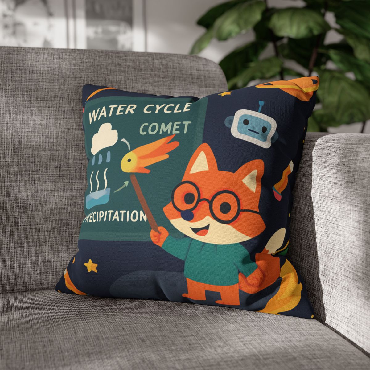 Comet Classroom With Professor Fox soft cotton pillow cases
