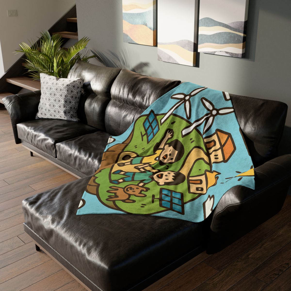 Floating Eco City Sky Island personalized cozy blankets