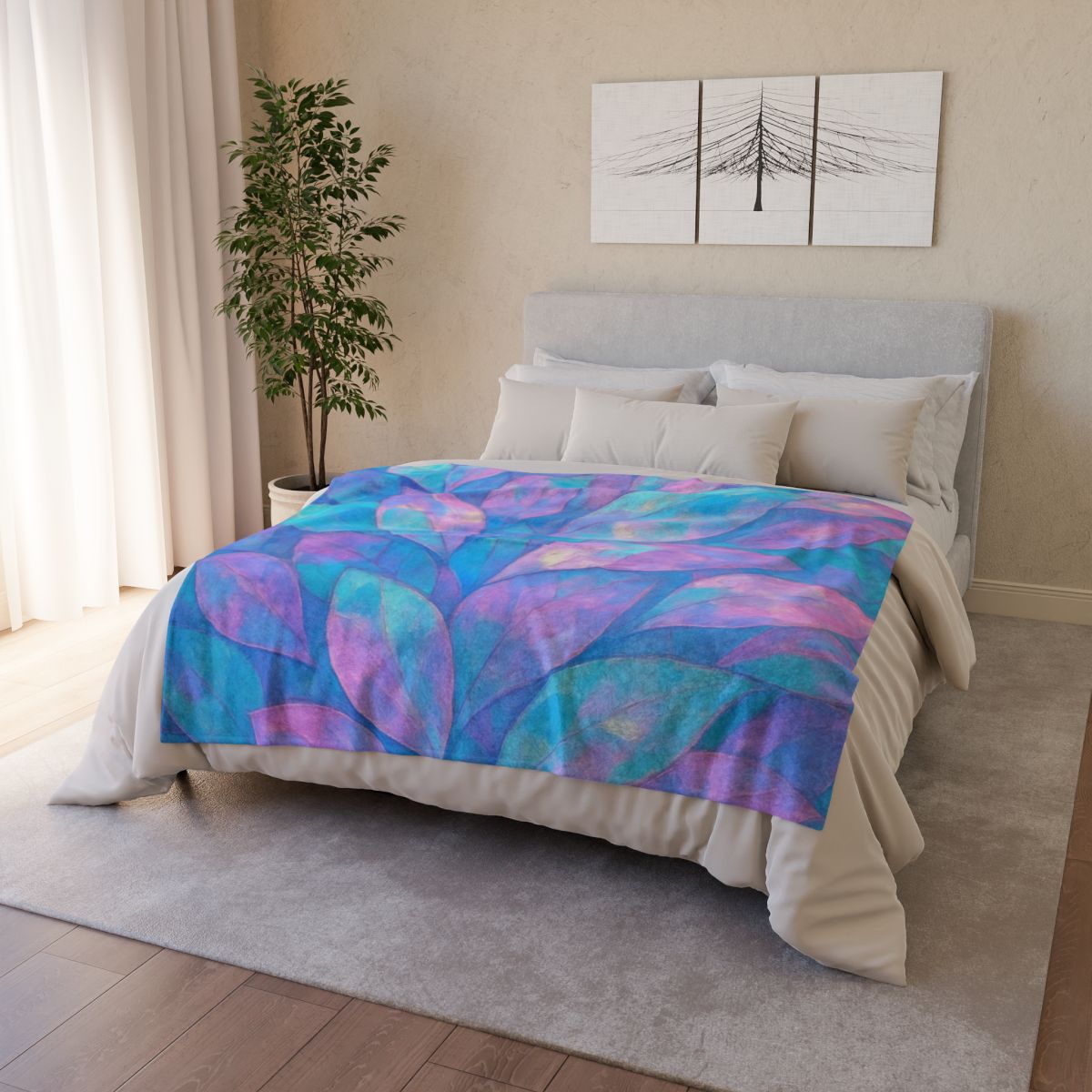 Petal Mosaic Aurora soft fleece blankets