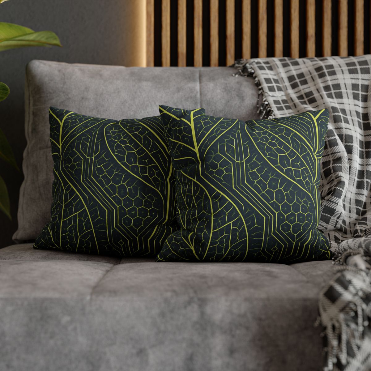 Leaf Vein Circuit Mosaic soft cotton pillow cases