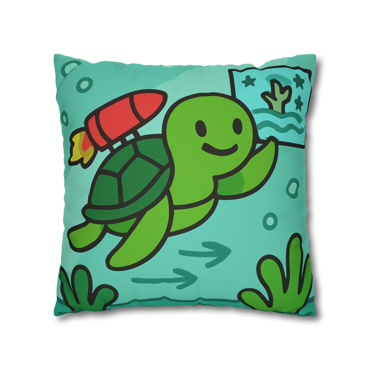 Underwater Rocket Turtle designer print pillow cases