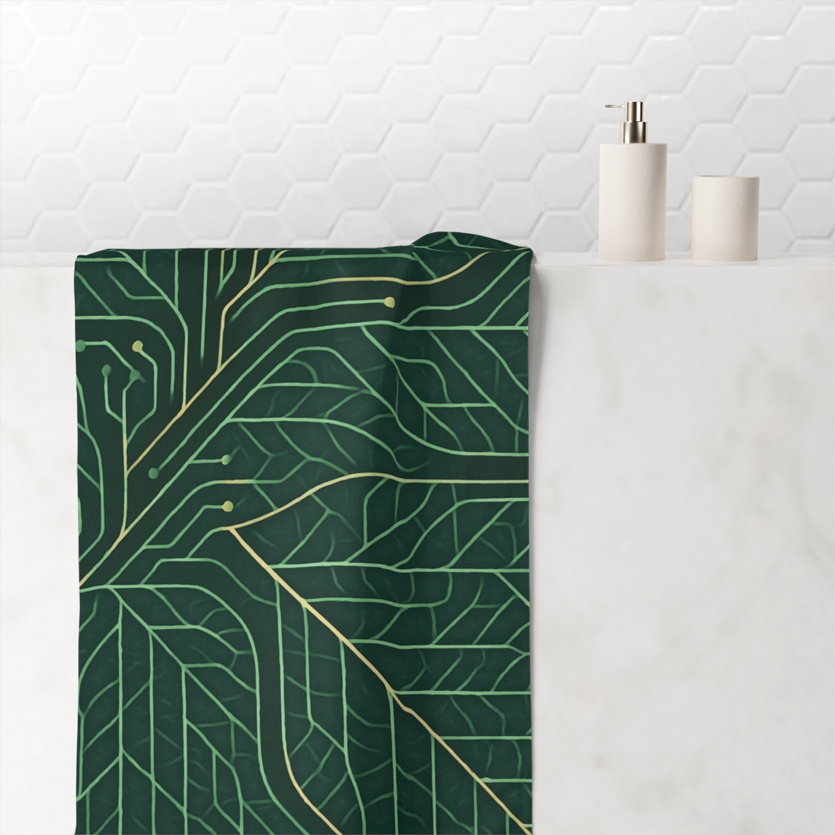 Leaf Vein Circuit Tangle soft cotton towels