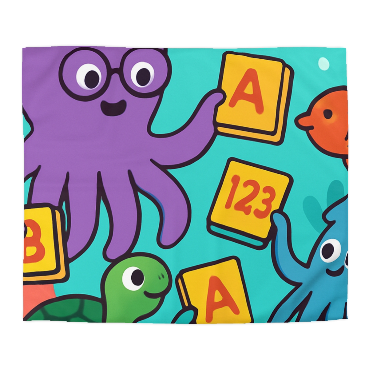 Octopus Librarian In Coral Reef School personalized bedding duvets