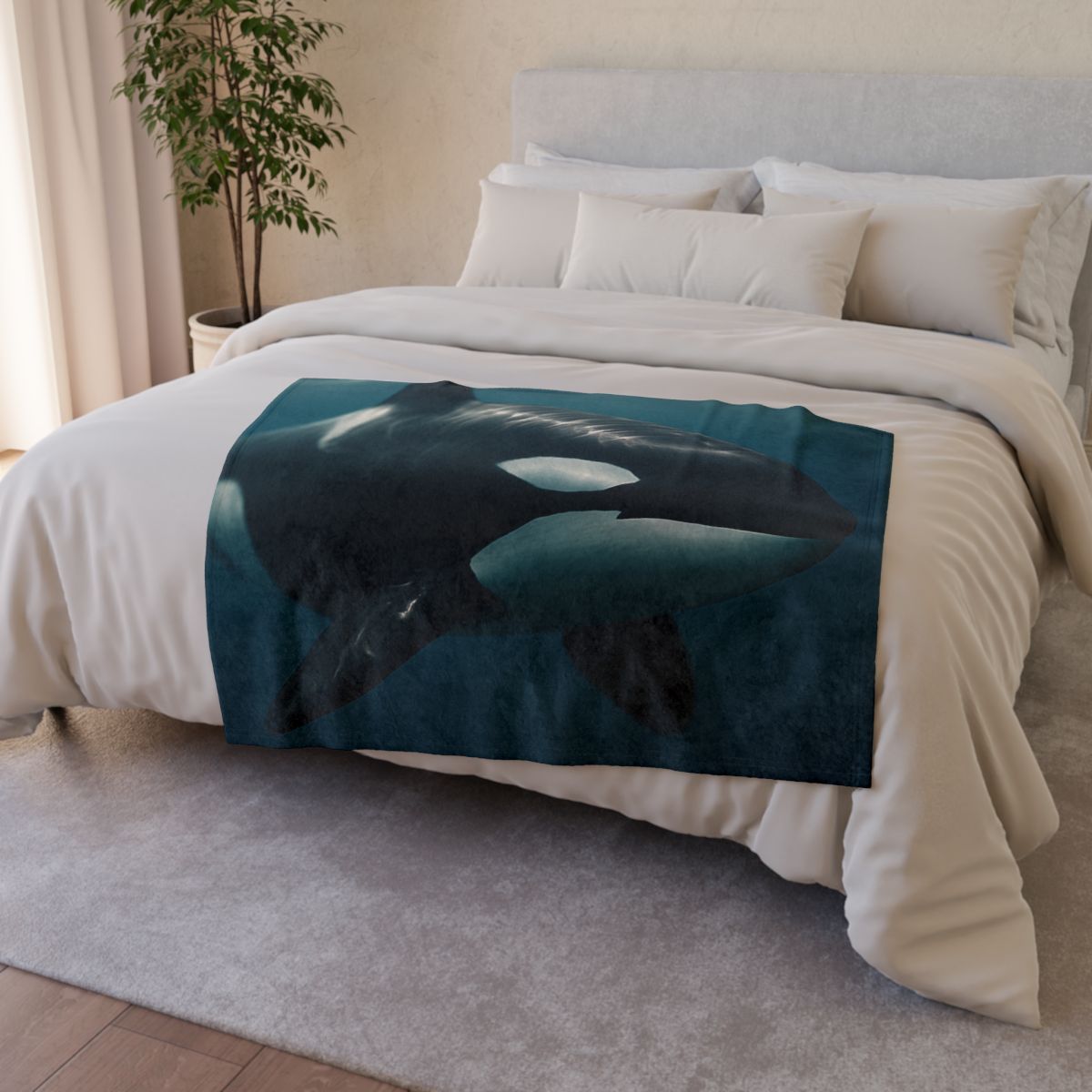 Tidal Shadow Orca designer printed blankets