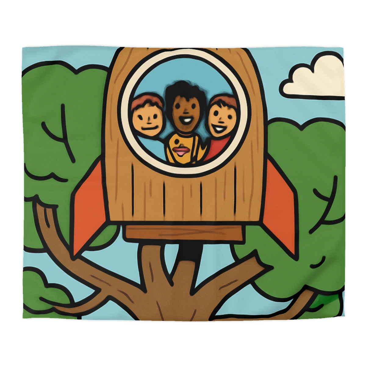 Time Traveling Treehouse Rocket trendy bedroom duvets