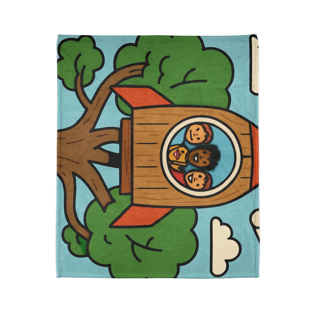 Time Traveling Treehouse Rocket designer printed blankets