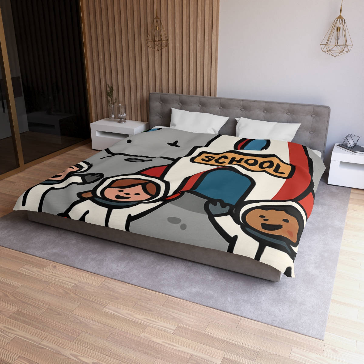 Rocket School On The Moon stylish duvet covers