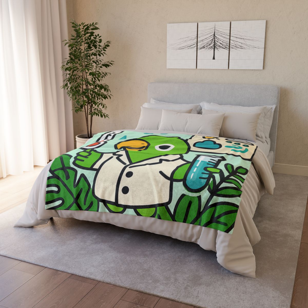 Rainforest Weather Lab With Parrot Scientist unique gift blanketscustom blankets