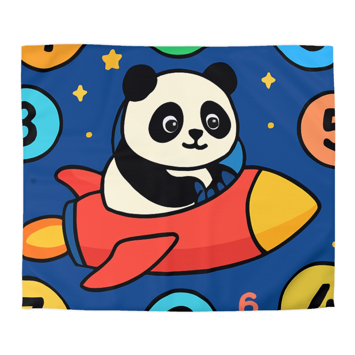 Rocket Panda And The Number Planets soft comforter duvets