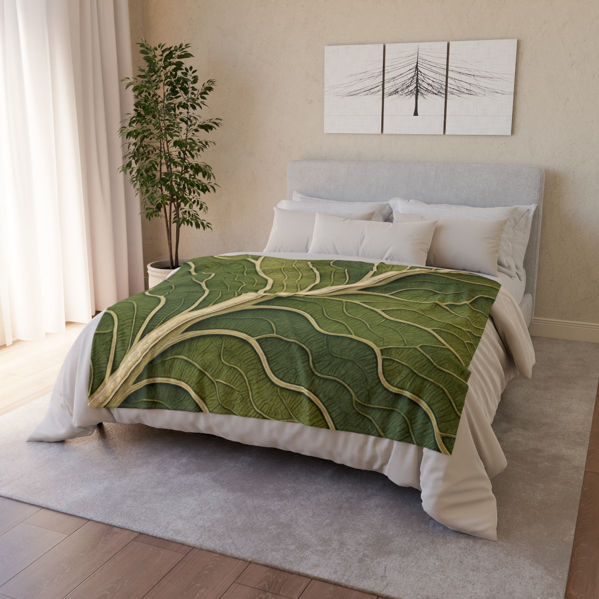Leaf Vein Topography custom blankets