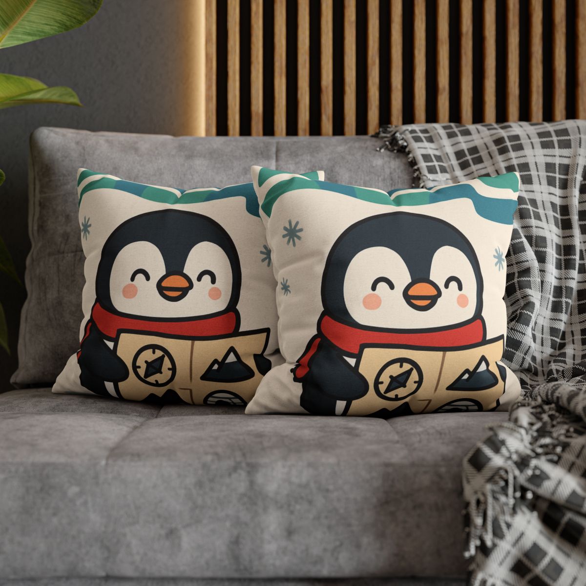 Polar Lights Penguin Map Quest comfortable bedding pillow covers