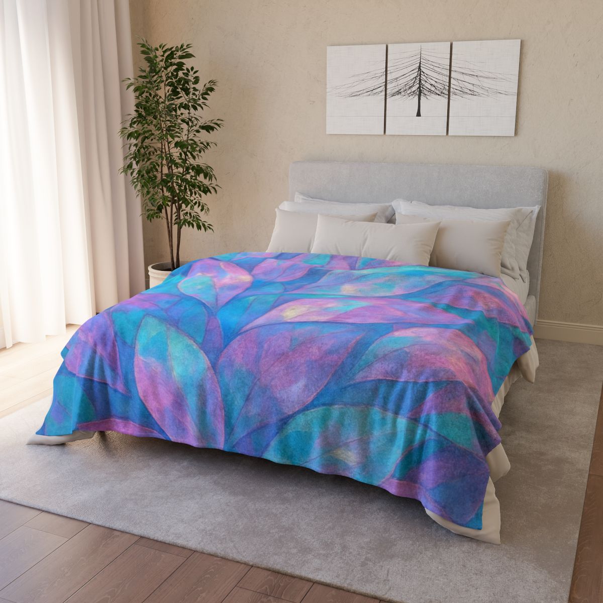 Petal Mosaic Aurora soft fleece blankets