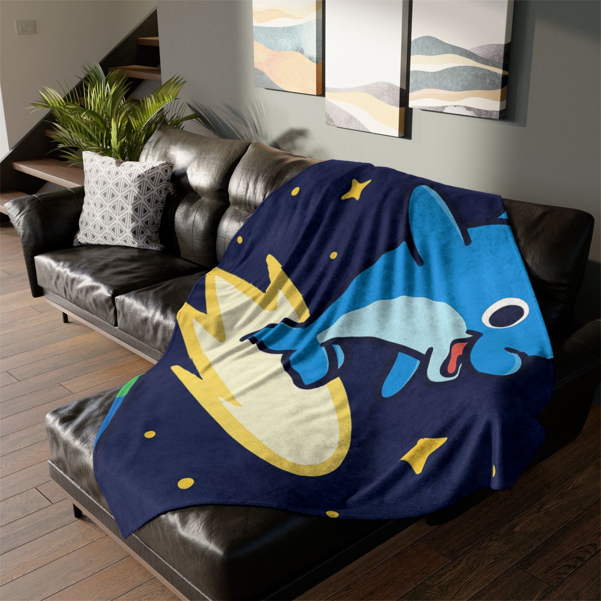 Cosmic Dolphin Comet Ride stylish throw blankets