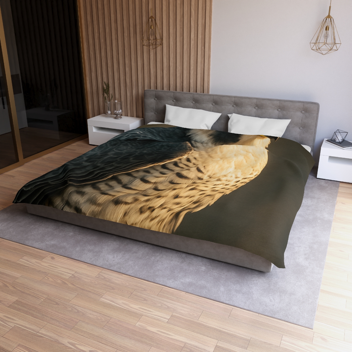 Starlit Poise Peregrine Falcon designer printed duvets