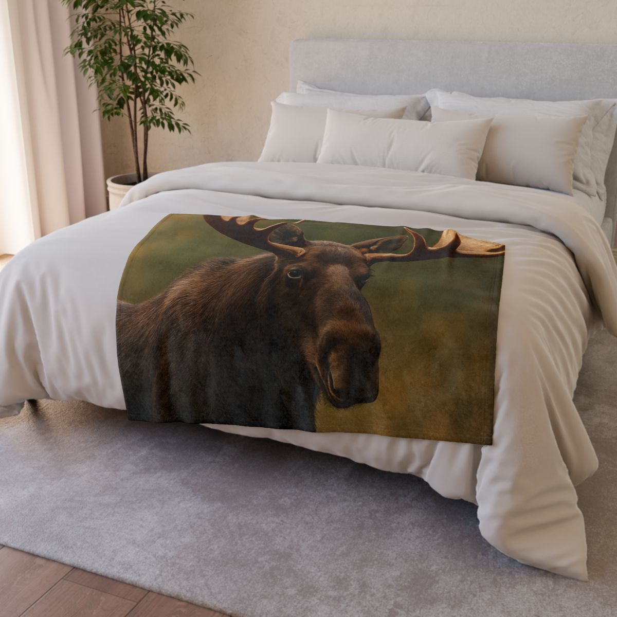 Aurora Quiet Moose soft fleece blankets