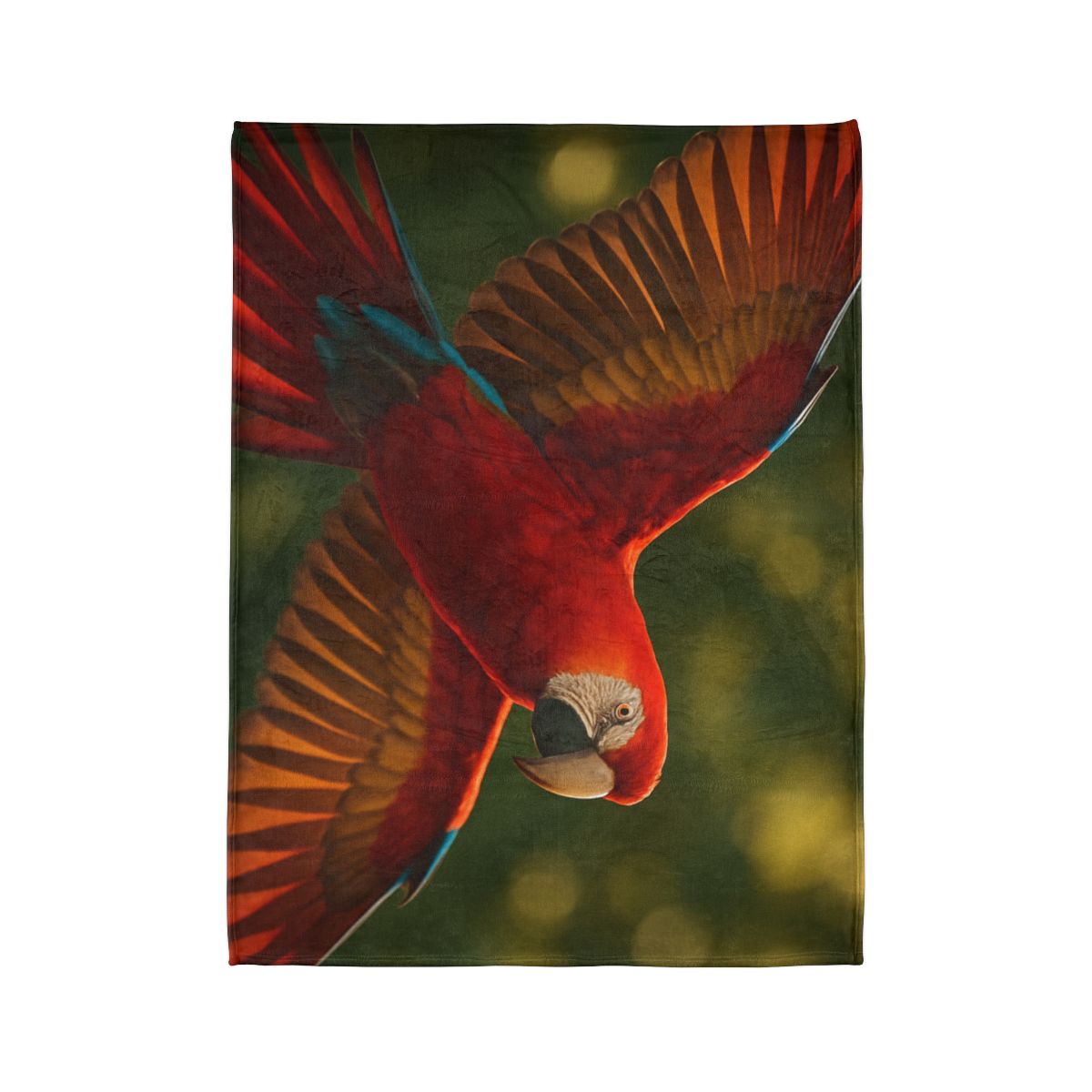 Scarlet Macaw Ember Flight soft fleece blankets