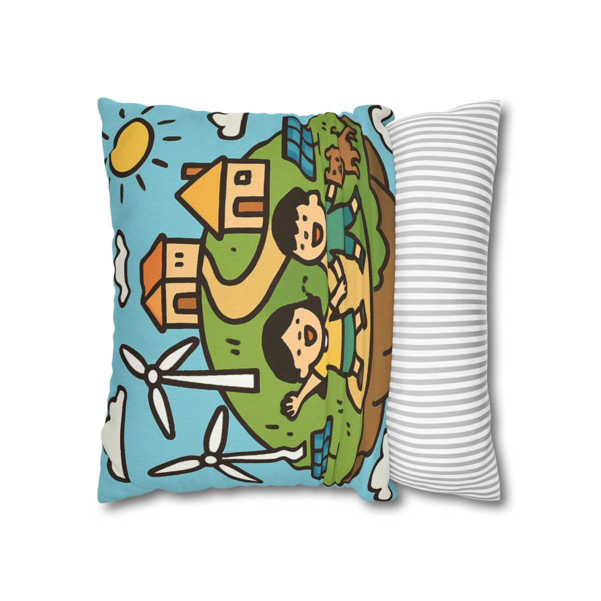 Floating Eco City Sky Island soft cotton pillow cases