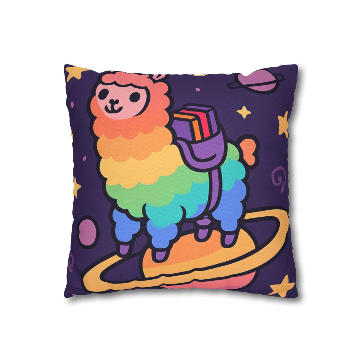 Galaxy Riding Rainbow Llama comfortable bedding pillow covers