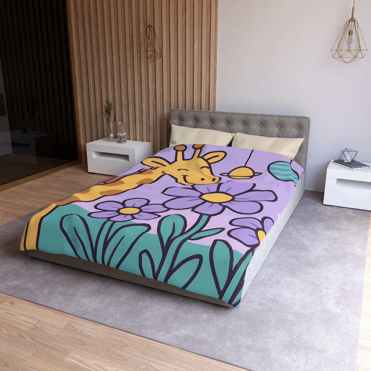 Galaxy Garden Giraffe personalized bedding duvets